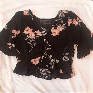 Floral Ruched Peplum Top